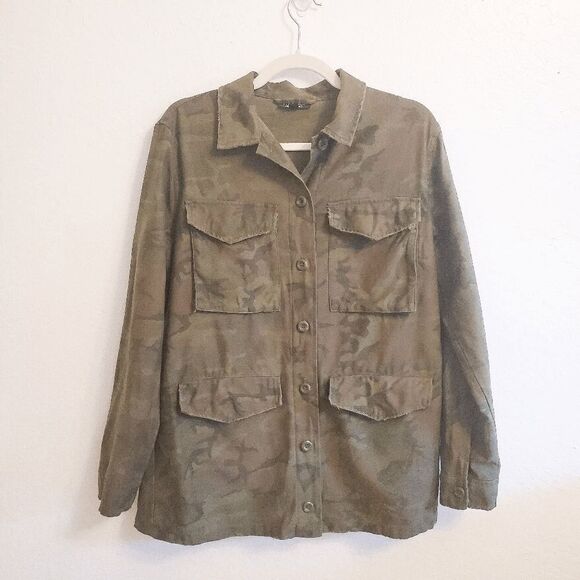 TOPSHOP Woman’s Camo Utility Jacket Size 4 Camouflage - Picture 1 of 8
